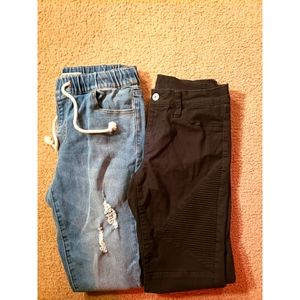 Two for one! Blue are jeggings black are moto jean